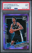 2023 DONRUSS OPTIC HYPER PINK - RATED ROOKIE RC #225 - VICTOR WEMBANYAMA - PSA 9