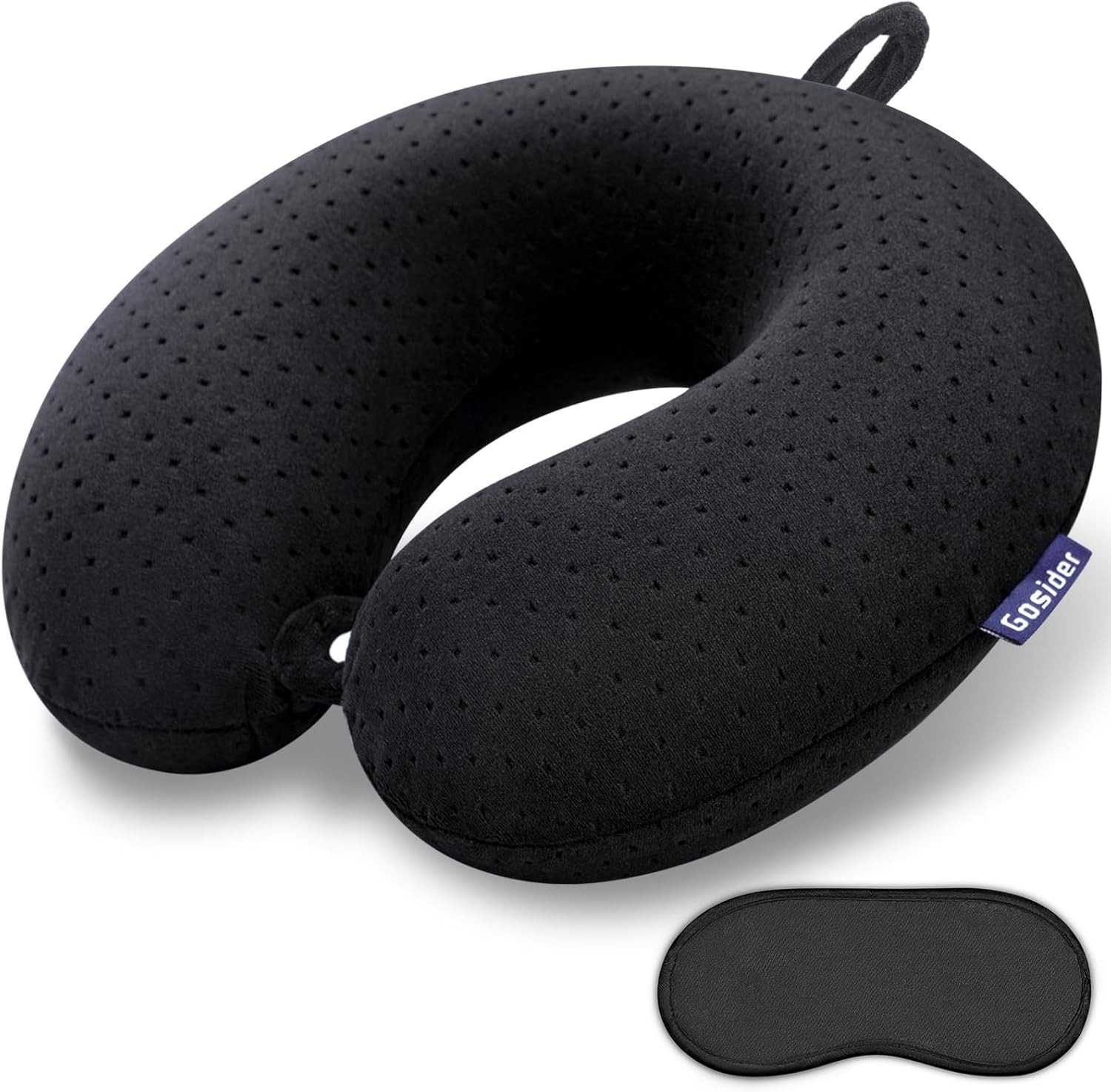 Luxurious Black Memory Foam Travel Neck Pillow - U-Shape Comfort for Travel