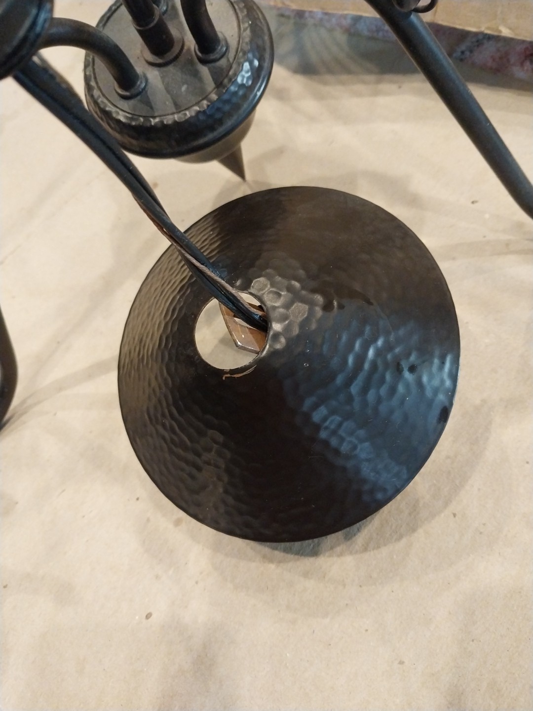 Vtg Restoration Hardware Gothic Metal 3 Arm Chandelier TESTED WORKING No Shades