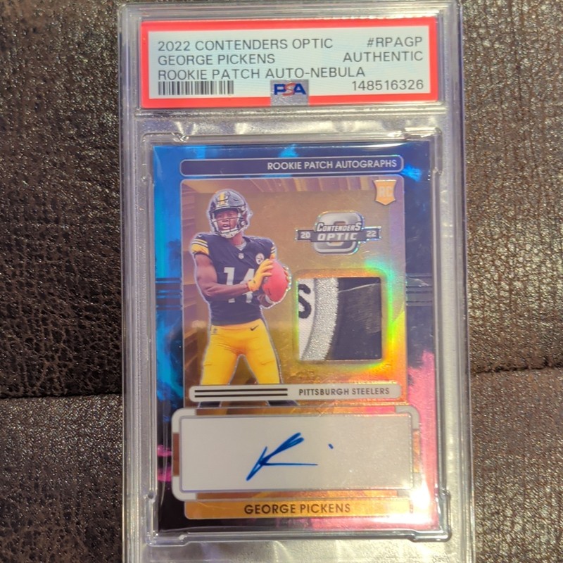 2022 Panini Contenders Optic George Pickens RPA Nebula Prizm /2 PSA Authentic