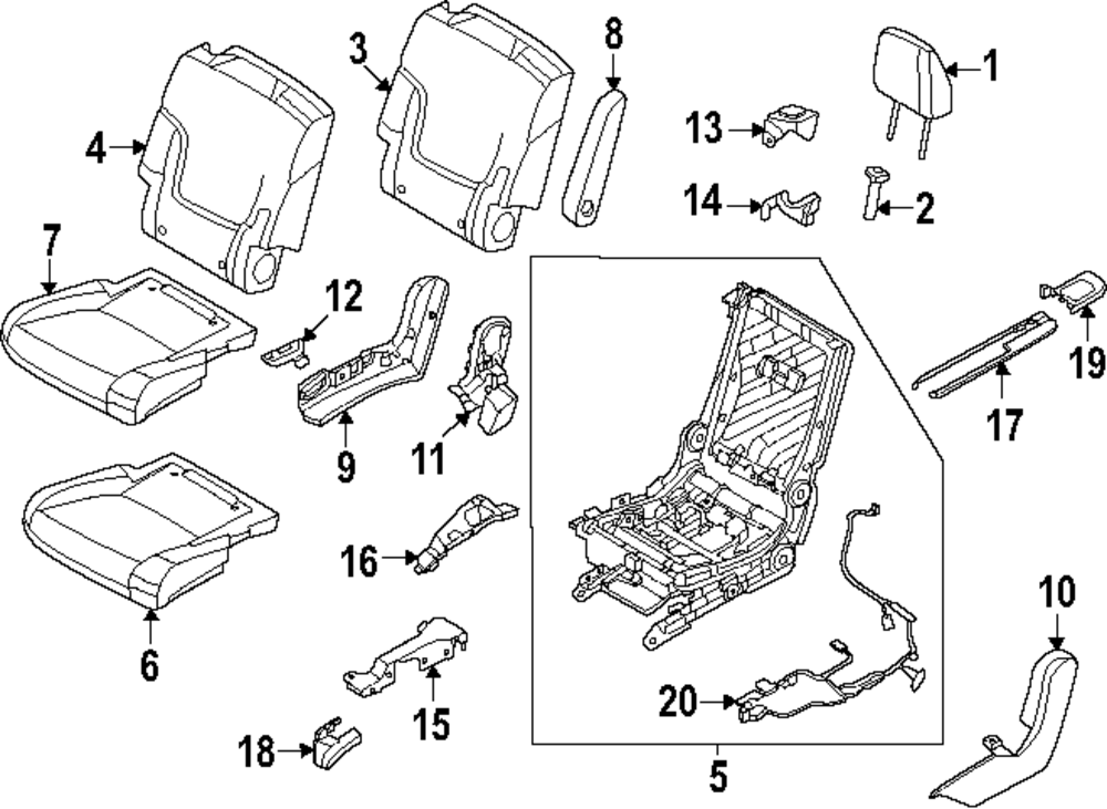 Genuine Nissan Headrest Outer 86430-7KB0D