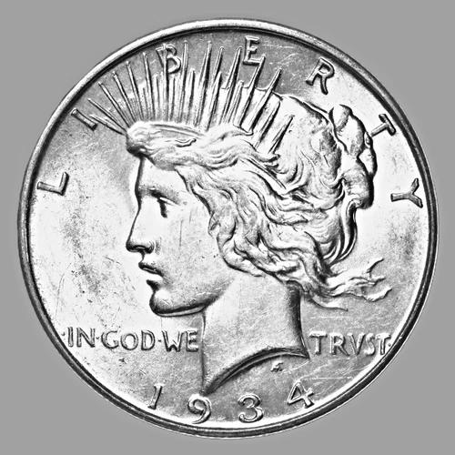 1934-D PEACE SILVER DOLLAR  $1  DENVER MINT COIN / SEMI KEY DATE + AU-UNC
