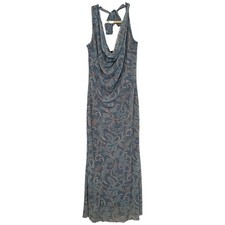 See You Monday NWT Women's Floral Halter Maxi Dress Cowl Neck Tie Back Sz M