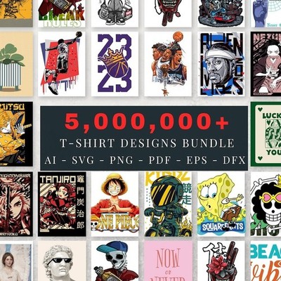 5M+ T-Shirt Design Bundle png ai svg | Streetwear, Hip Hop, Anime