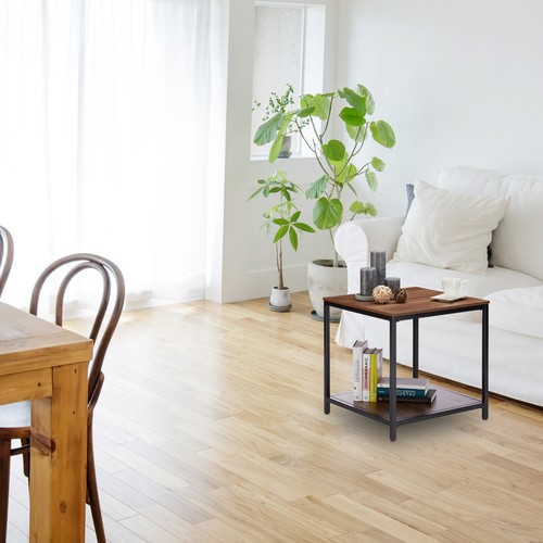 Wooden side table 2 Tiers Easy Clean Wooden Coffee Table Modern Side Table - Picture 5 of 8