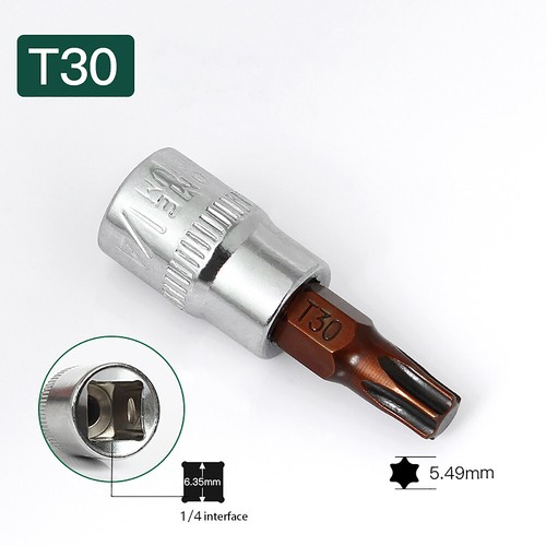 Torx/Hex/Phillips/Slotted/Pozi Bit Socket 1/4" Square Drive Socket S2 Steel 35mm - Picture 13 of 28