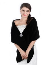 Women's Wedding Faux Fur Shawls and Wraps Bridal Fur Scarf Stoles with Rhines...