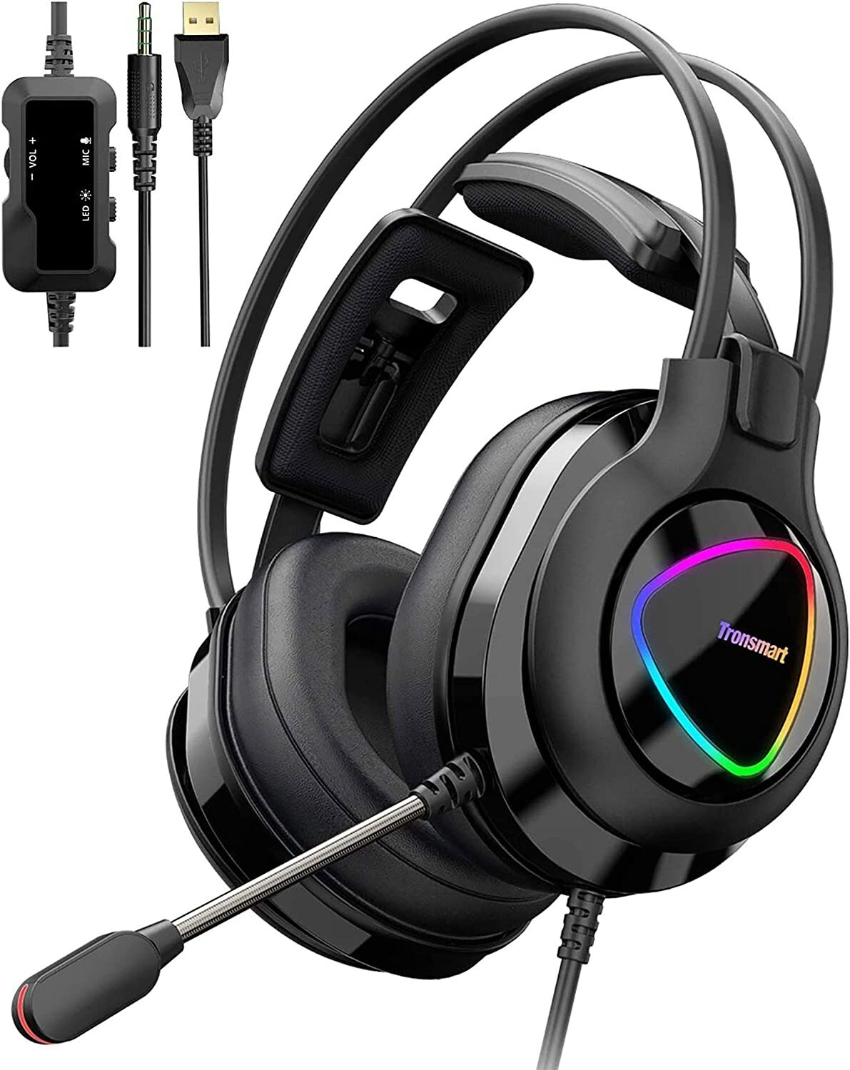 Tronsmart Alpha Cuffie da gioco con driver HD da 50 mm, gaming con microfono RGB