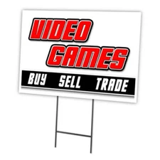 Video Games Yard Sign & Stake outdoor plastic coroplast window