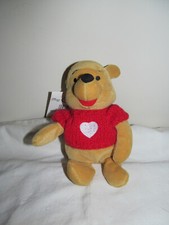 Vintage Disney Store Mini Bean Bag Pooh W/ Red Sweater 8" NOS