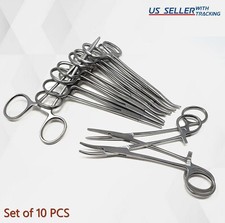 10 Pcs Mosquito Hemostat Locking Forceps 5 Curved  5 Straight Surgical Dental