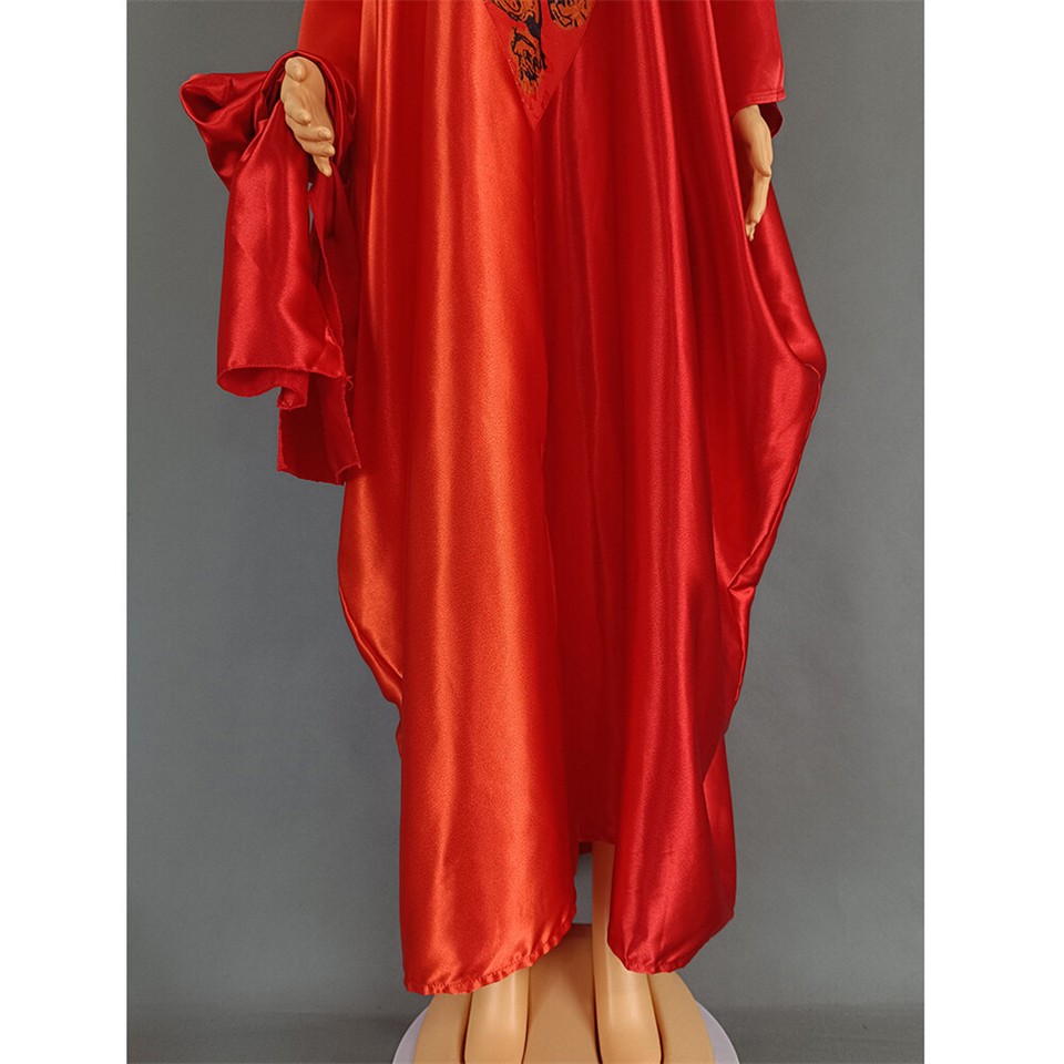 Satin Kaftan African Women Plus Size Robe Dashiki Headscarf Dress main image 1