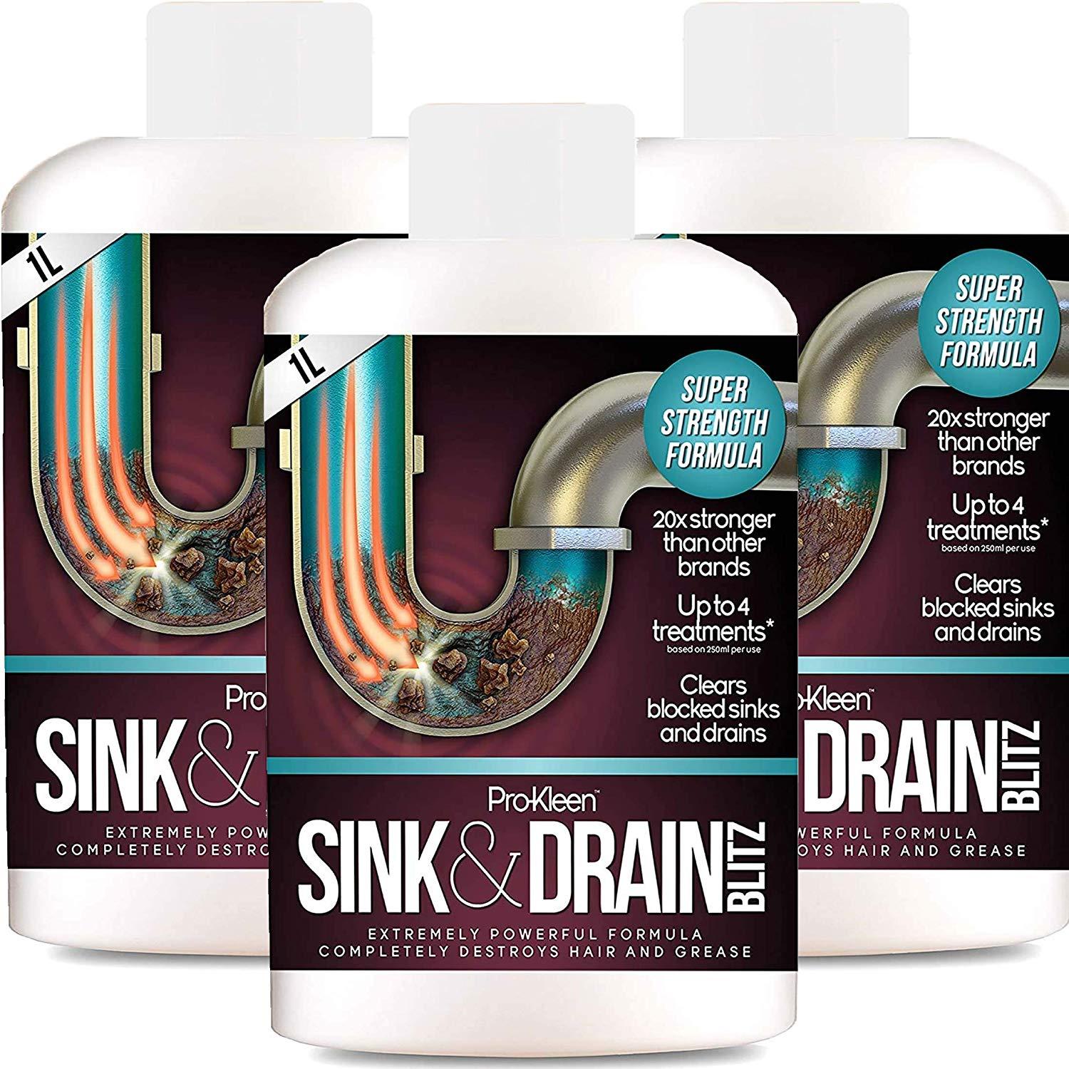 Sink Unblocker Drain Cleaner Opener Kitchen Plug Hole Unblock Hair Grease 3L