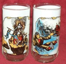 2 GOONIES 1985 - NEW  - Data on Waterslide - Organ Godfather's Glass UNUSED set