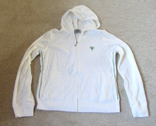 Vintage Y2K Juicy Couture Terrycloth Hoodie Tennis White Medium Made In USA XL