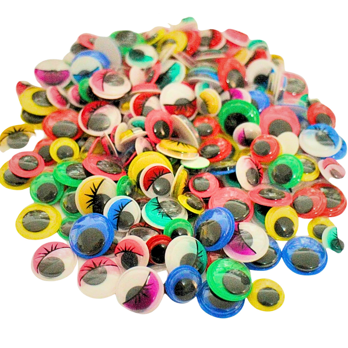 200 Googly Wiggle Wiggly Eyes Self Adhesive Mixed Sizes Colours Eyelashes Sticky