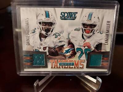 2014 Score Backfield Tandems Dual Jerseys Daniel Thomas Lamar Miller #BT-MD