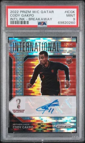 CODY GAKPO 2022-23 PRIZM WORLD CUP INTERNATIONAL INK BREAKAWAY AUTO RC PSA 9