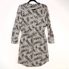 Vince Camuto Midi Shirt Dress Women’s Leopard Print Drawstring Waist Size 2