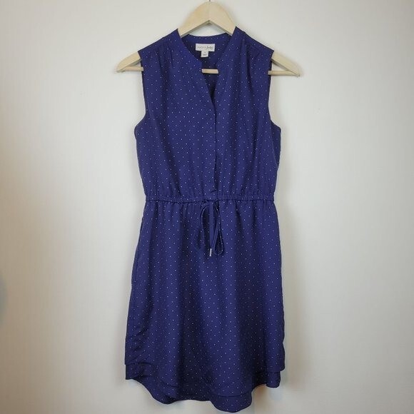 Maison Jules Blue & White Polka-dot Dress Size Small