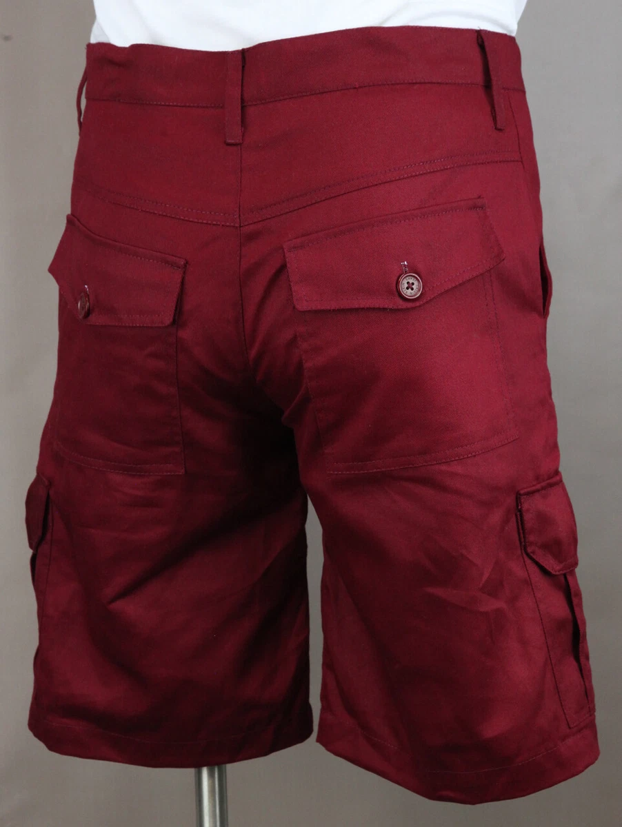Burgundy cargo shorts sale