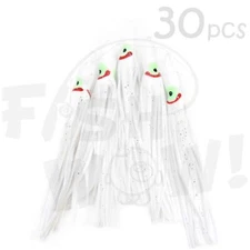 30pcs 4.75" Fishing Squid Skirts Octopus Trolling Hoochies Soft Fish Lures White