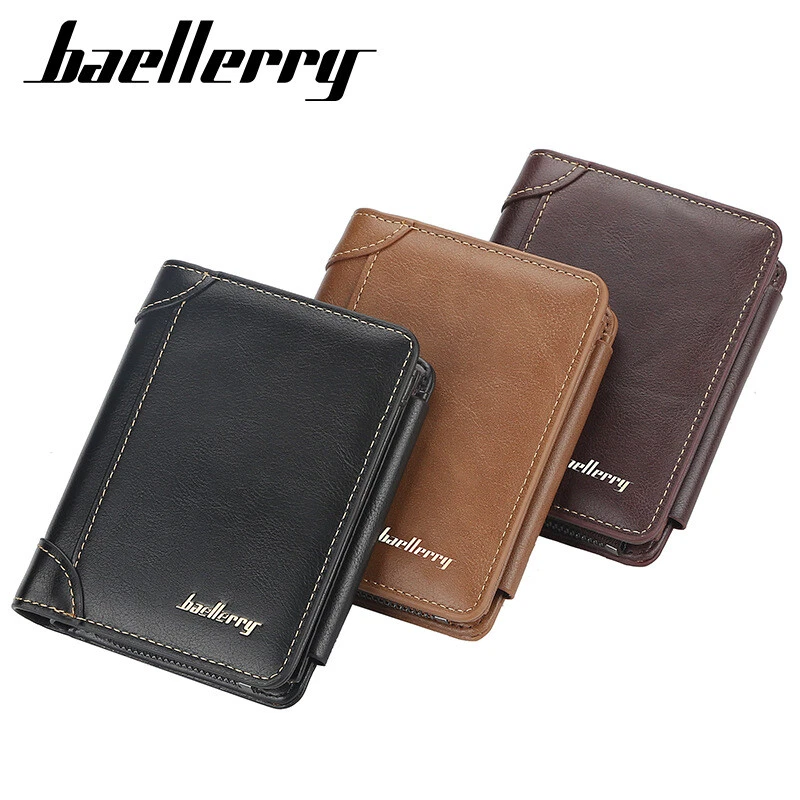Baellerry Mens Leather Trifold Wallet Business ID Card Holder