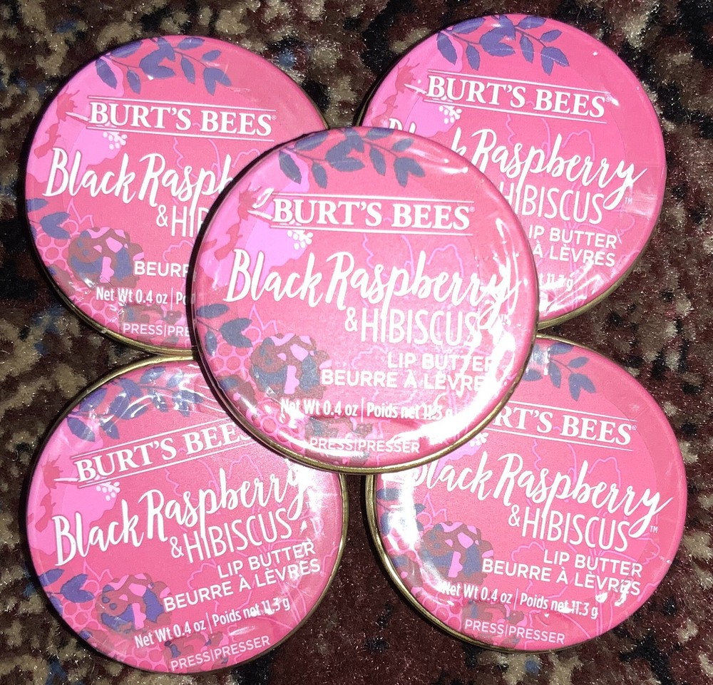 Burts Bees Black Rasberry & Hibiscus Lip Butter-5 Pack *SEALED*