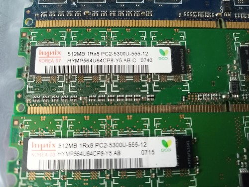 4 x 512MB (2GB) PC2-5300U DDR 667 Memory Modules-2 x matched pairs Hynix & Nanya - Picture 3 of 4