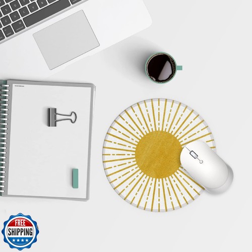 QIYUHOY Boho Yellow Round Mouse Pad,Sun Sunset Sunshine Small Mousepad,Non-Sl - Picture 3 of 4