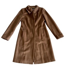Max&co Brown Button Front Long Sleeve Wool Blend Coat Women's 2