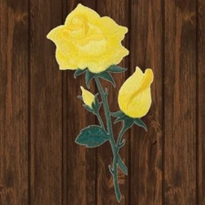Yellow Rose Embroidered Patch — Iron On