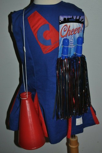 Vintage Girls CHEERLEADER Costume Dress Size M Red Blue My Dream Made in USA