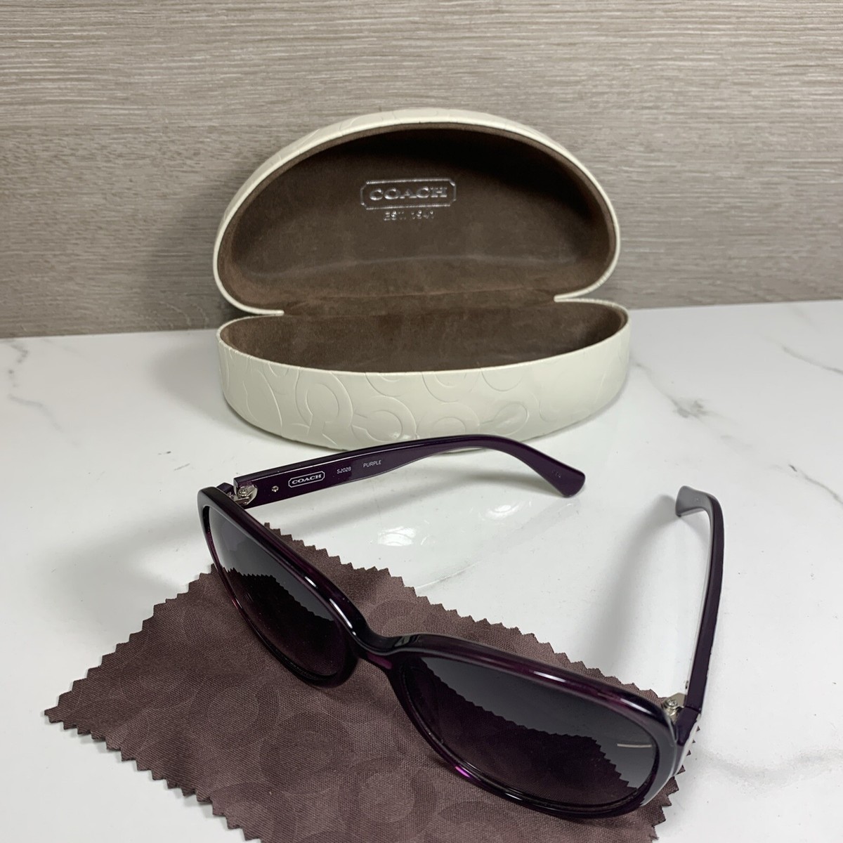 Coach Sunglasses S2028 Oval Black And Ivory Embossed Coach Coach Sunglasses S2028 Oval Black And Ivory Embossed Coach