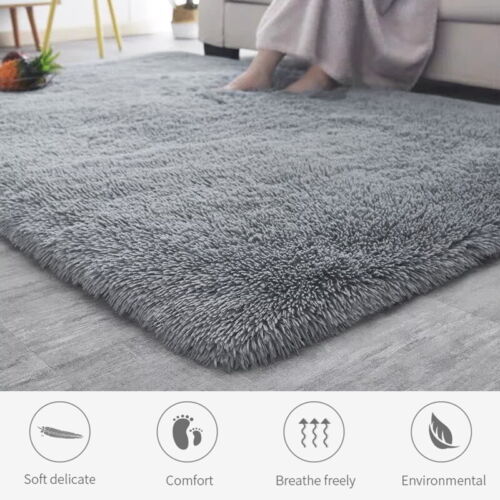 X-Large Floor Rug Rugs Fluffy Area Carpet Shaggy Soft Living Room Bedroom Pads - Picture 5 of 19