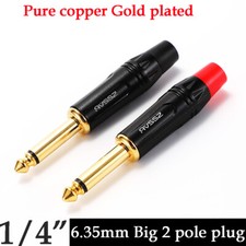 6.35mm Plug 1/4  Big 2 pole stereo Audio microphone connector DIY Solder Type