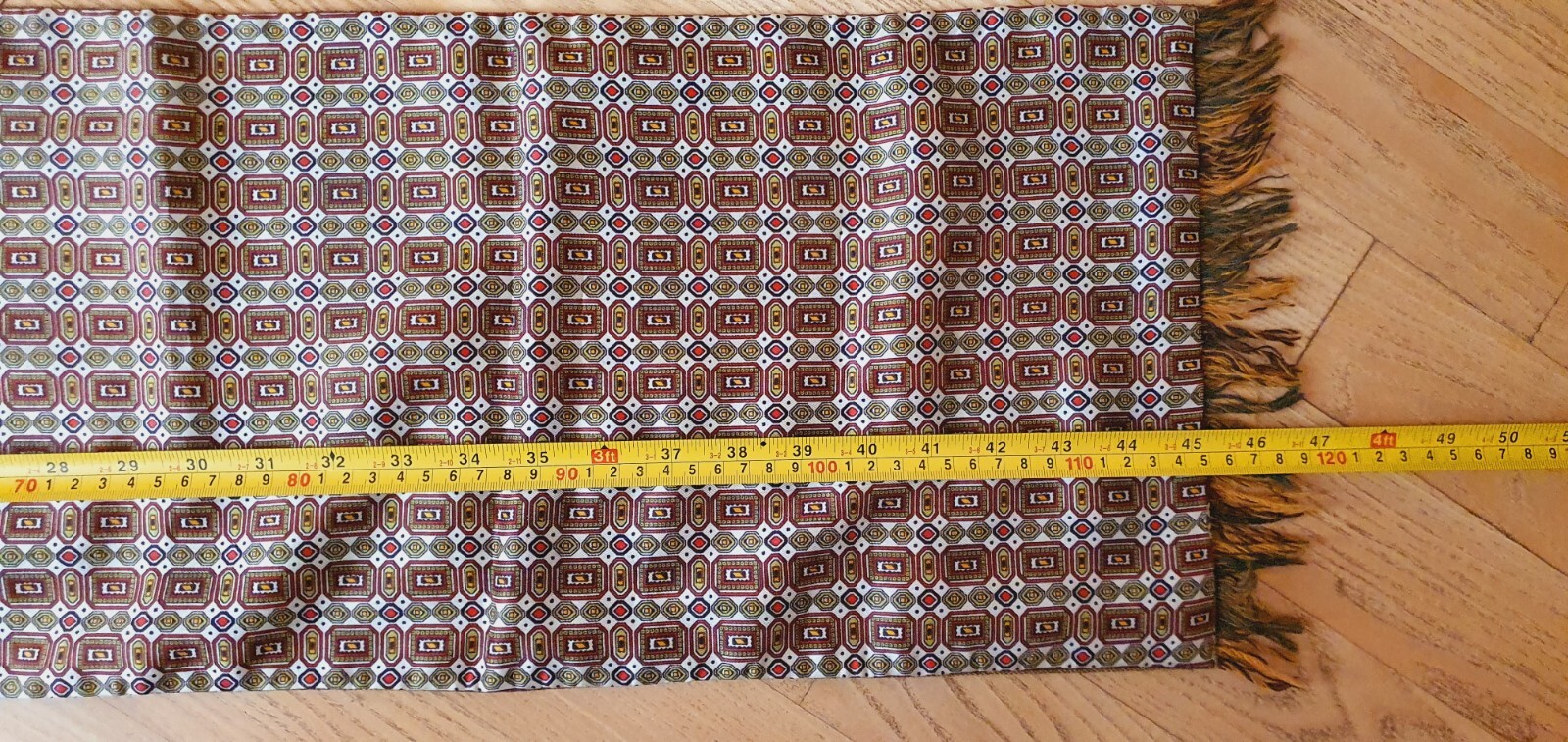 Reversible Rectangular Scarf with fringe Wool-sil… - image 7