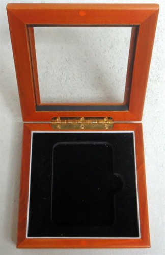 WOODEN SLAB PRESENTATION CASE WITH SEE THRU OPEN WINDOW