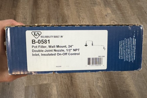 T&S Brass B-0581 24" Wall-Mounted Pot Filler 24" Double-Joint Nozzle 1/2" NPT - Picture 4 of 4