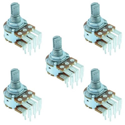 5 x 22K Logarithmic Stereo Right Angle PCB 16mm Potentiometer