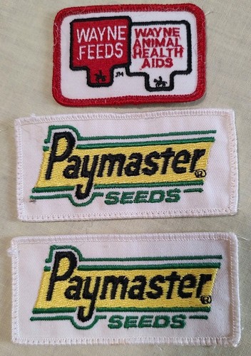 Lot Vintage Farmer PAYMASTER SEEDS Wayne Feeds Farm Credit More Patch Patches - Bild 3 von 3