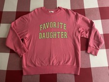 Anthropologie Neon Pink Favourite Daughter Crew Neck Sweatshirt Fleece Size S