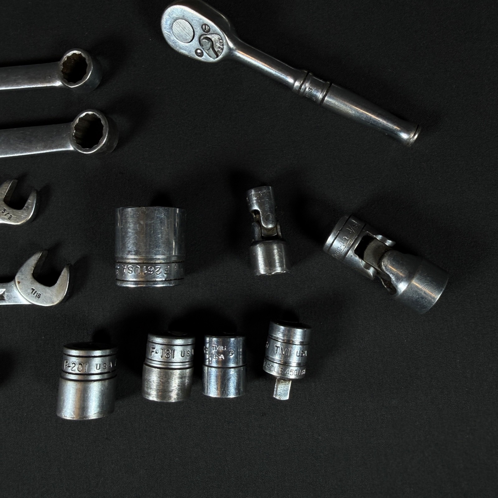 Snap-on Tools Lot 14 pc - Ratchet, Extensions, Sockets, Wrenches USA vintage