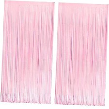 Party Backdrop Decoration - Baby Pink Foil Fringe Streamers for Pastel Pink