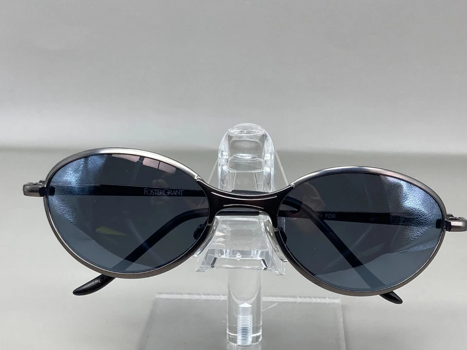 Vintage Foster Grant Sunglasses Oval Bugeye 90's Y2K Gunmetal Malibu FDR 125mm - Image 2 of 4