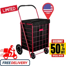 Folding Grocery Basket Cart Wheel Large Utility Laundry18"x15"x24"(bag only)