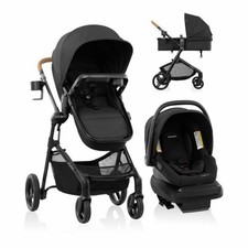 Evenflo Travel System Stroller Black Single Car Seat Adjustable Handles