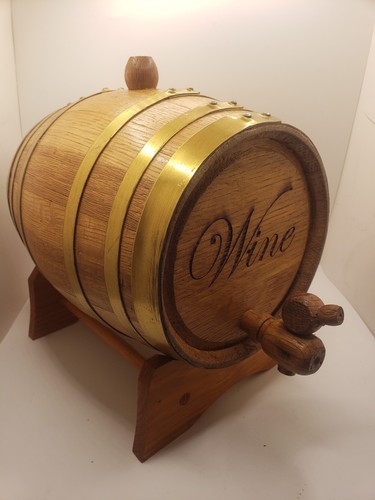 Vintage Wooden Wine Barrel Dispenser Keg Decorative Bar Cask w/ Stand & Tap