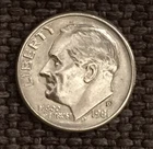 1981 D Dime Roosevelt, nice actual coin in picture, free shipping.