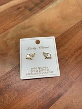 Gold Elephant Pierced Stud Earrings